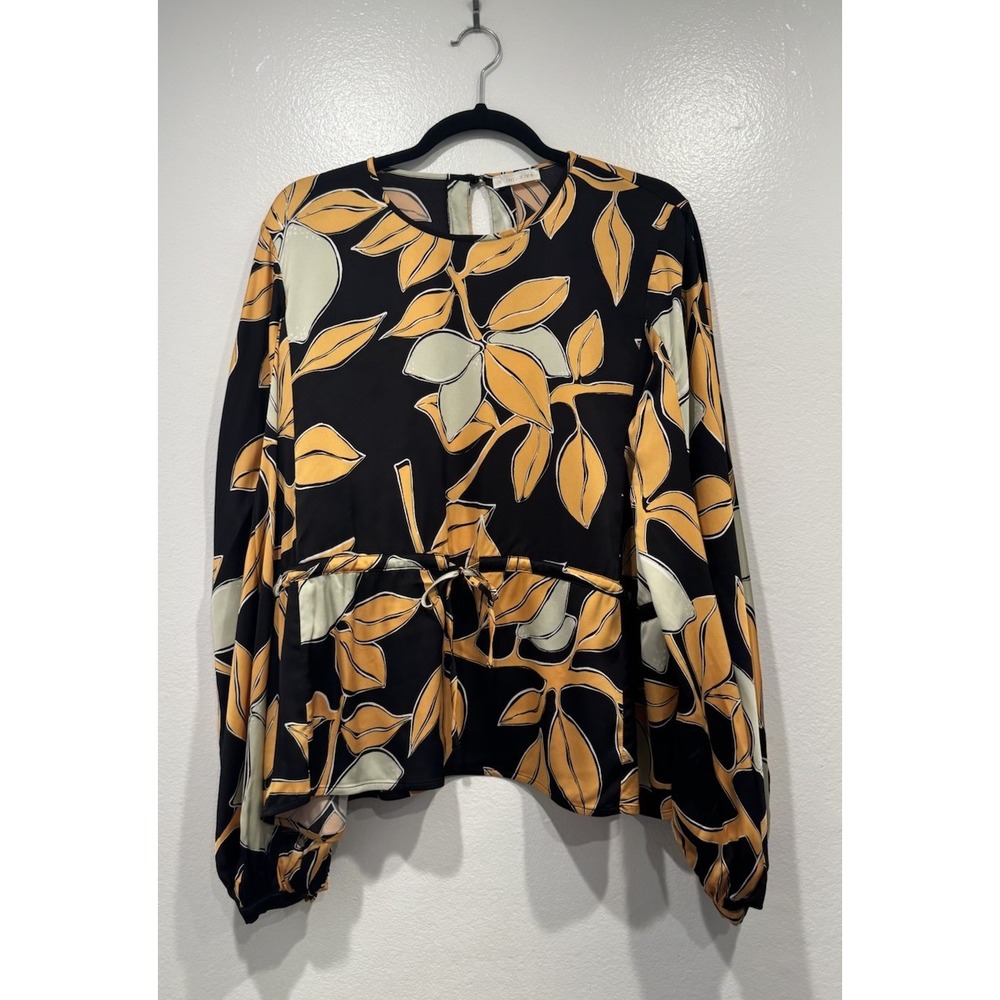 Stine Goya Joy Ellis Peplum Blouse Size Large Multi Color Boho Chic Glam Luxury